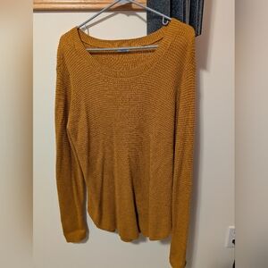 Women's Mustard Waffle Sweater